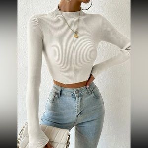 Cropped white sweater